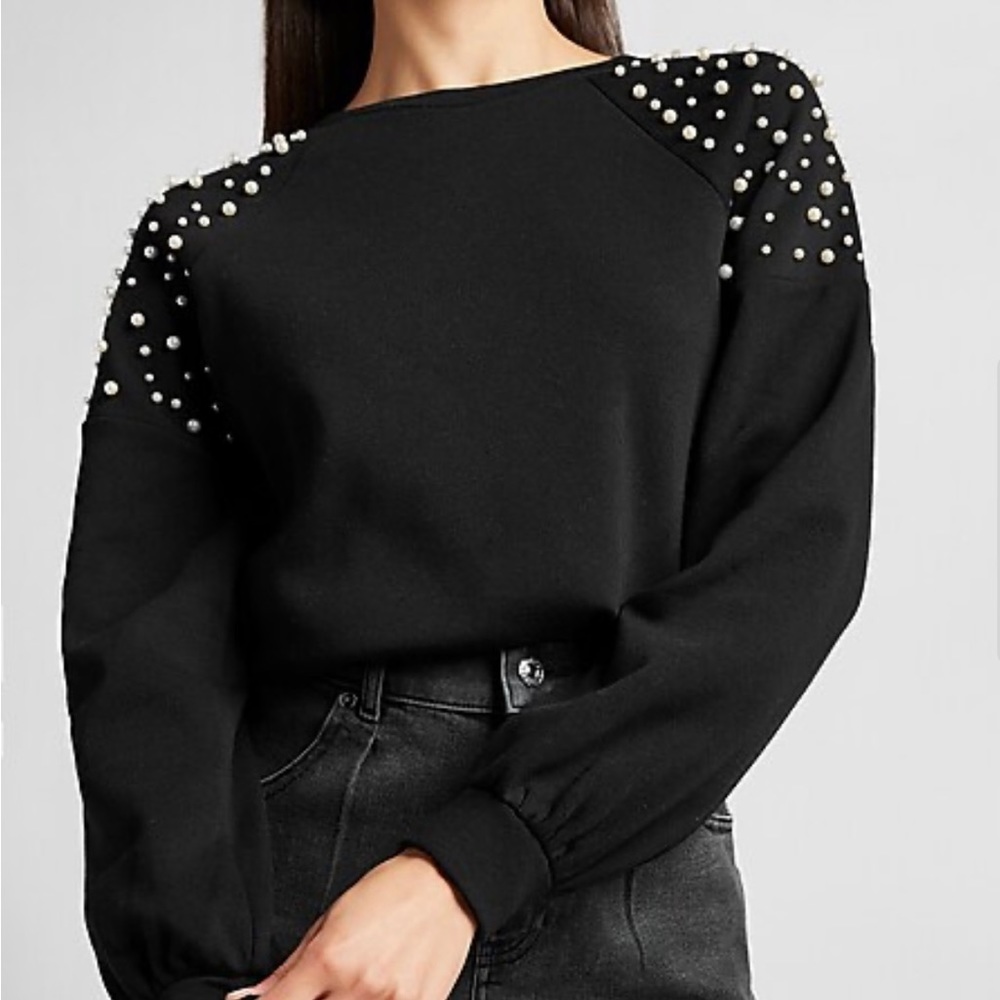 Express pearl embellished sweatshirt | XS
